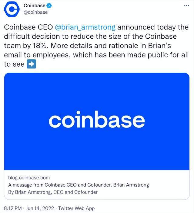 熊市下的Coinbase：亏损、裁员、股价暴跌