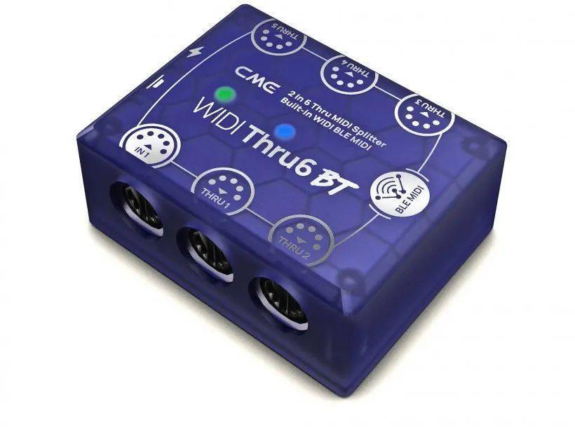 CME预售世界首台内置蓝牙无线MIDI的MIDI Thru转发接口 MIDI Thru5 WC 和 WIDI Thru6 BT