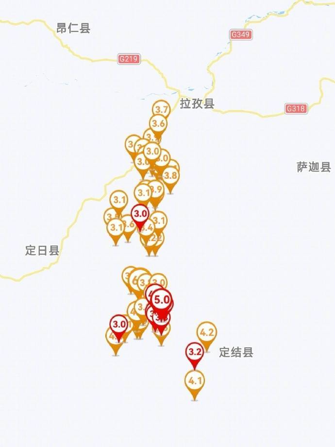 西藏定日6.8级地震已监测到余震3614次，最大余震5.0级