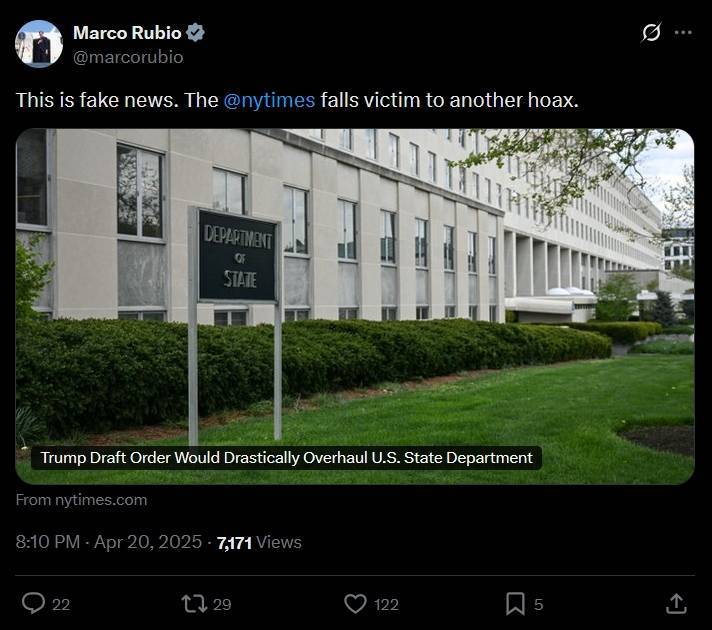 特朗普大刀砍向鲁比奥的国务院<strong></p>
<p>炒币风险</strong>?“236年来最大重组之一”