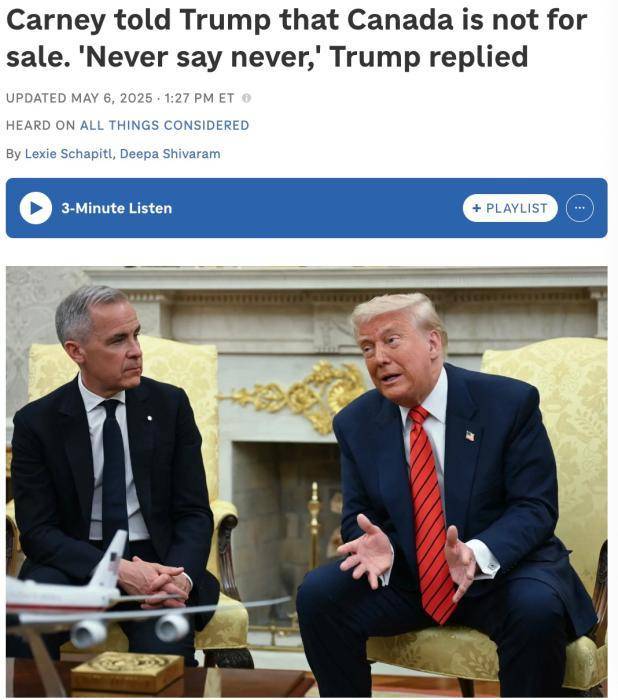 加总理称加拿大永远不会出售 特朗普：“永远别说永远”